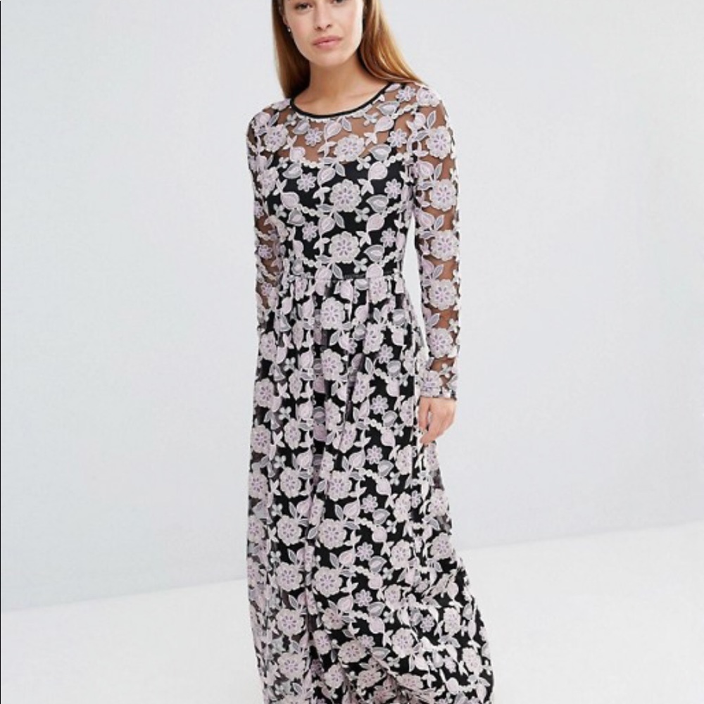 ASOS True Decadence Embroidered Lace Maxi Dress 8P